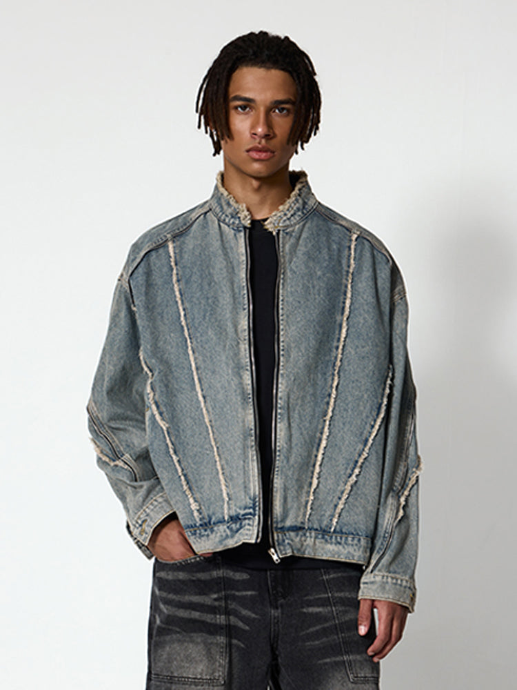 Washed Fringe Denim Jacket INFLATION