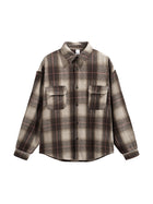 Brown Check Oversized Shirt Jacket