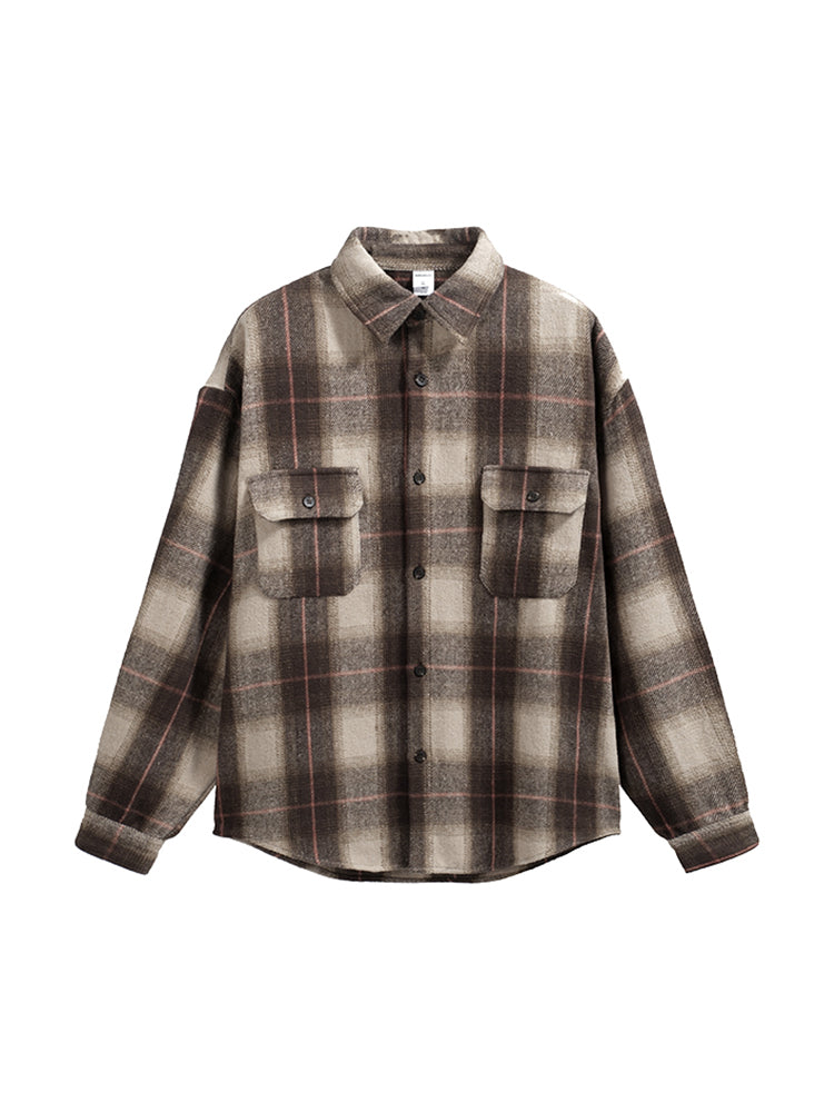 Brown Check Oversized Shirt Jacket