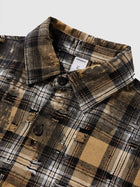 Plaid Ripped Woolen Shirt Jacket