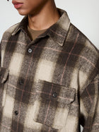 Brown Check Oversized Shirt Jacket