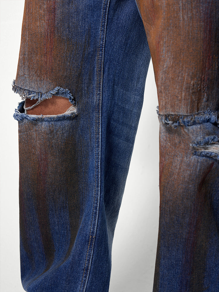 Heavy-duty Distressed Ripped Jeans