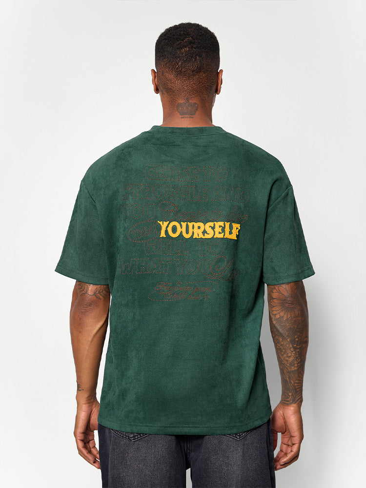 Suede Fabric 3D Embroidery Tshirt