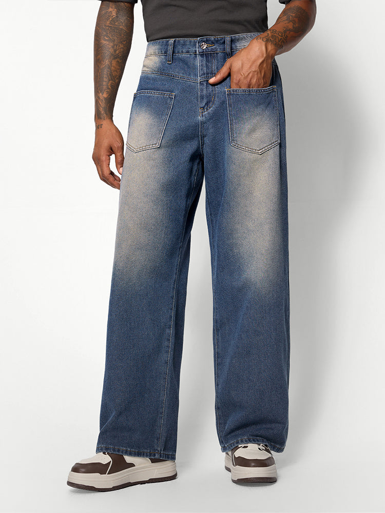 Blue Washed Baggy Jeans