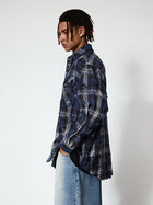 Plaid Ripped Woolen Shirt Jacket