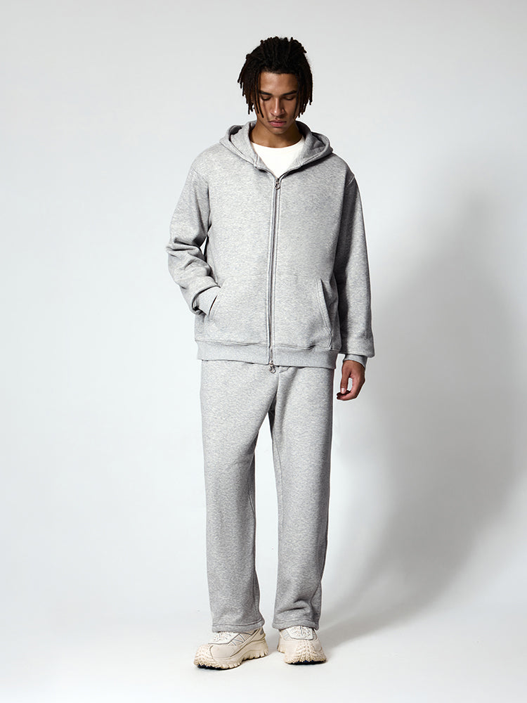 Grey Zip Up Fleece Hoodies