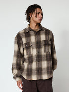 Brown Check Oversized Shirt Jacket