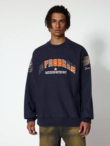 Reverse Weave Embroidered Sweatshirt