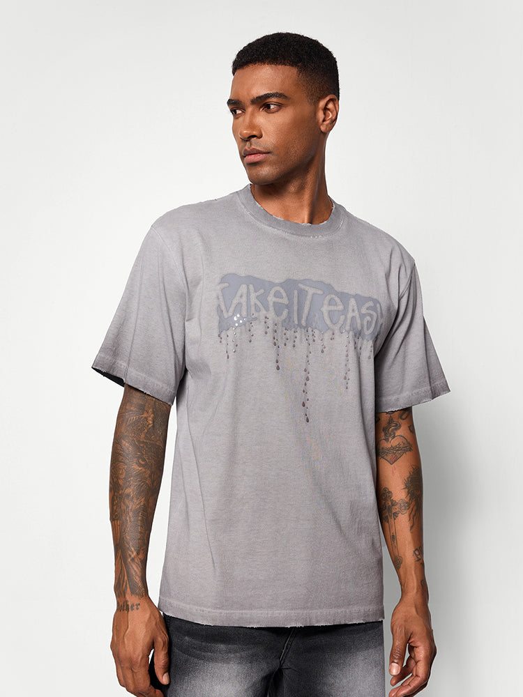 Washed Textured Printed T-shirt