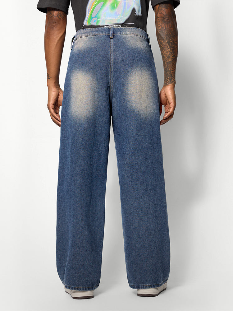 Blue Washed Baggy Jeans