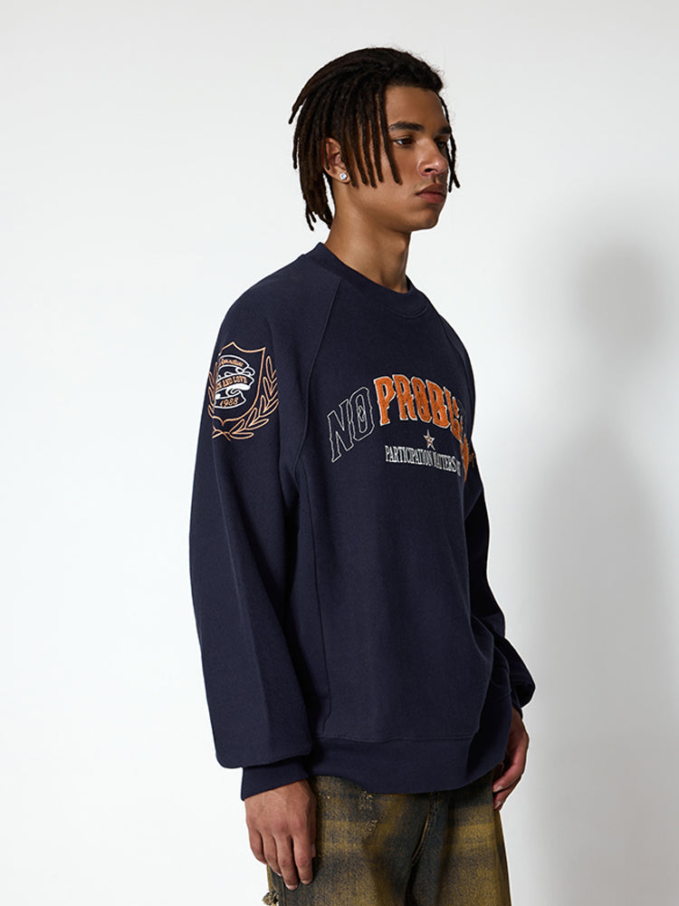 Reverse Weave Embroidered Sweatshirt