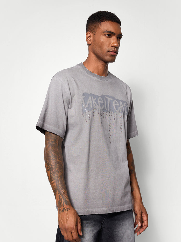 Washed Textured Printed T-shirt