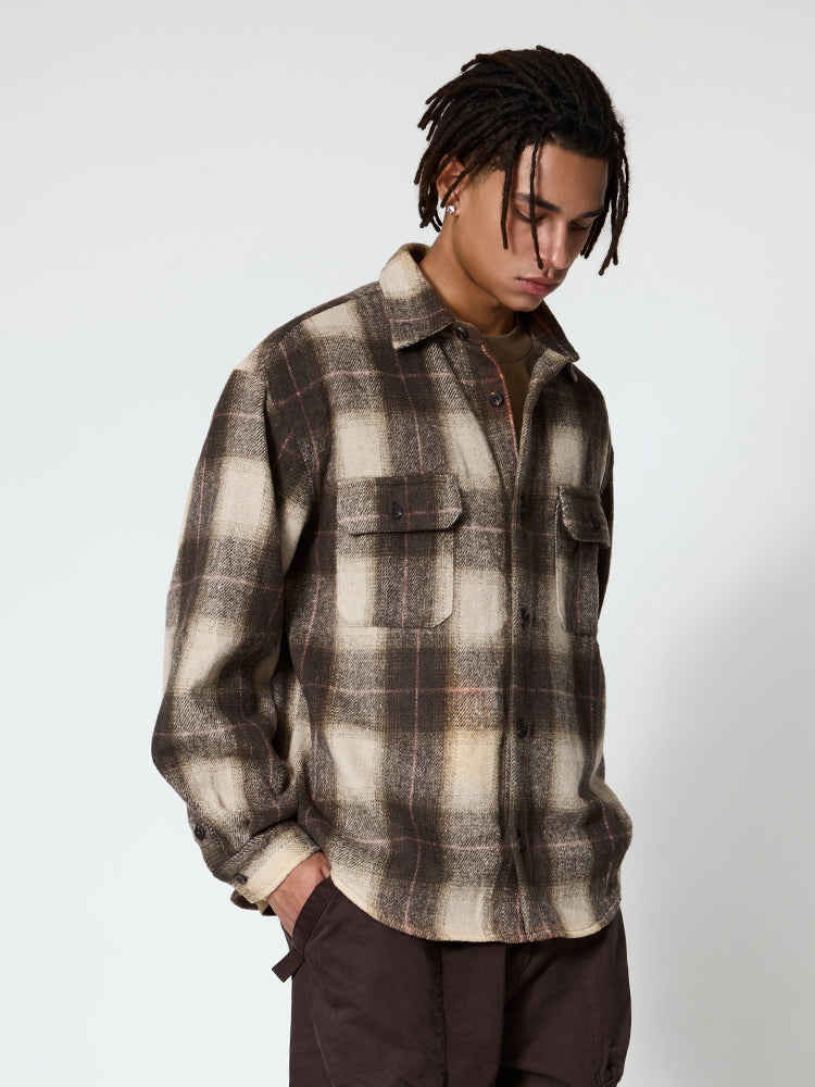 Brown Check Oversized Shirt Jacket