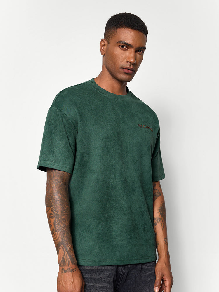 Suede Fabric 3D Embroidery Tshirt