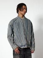 Washed Fringe Denim Jacket