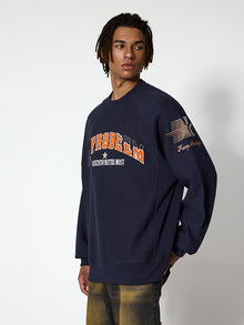 Reverse Weave Embroidered Sweatshirt