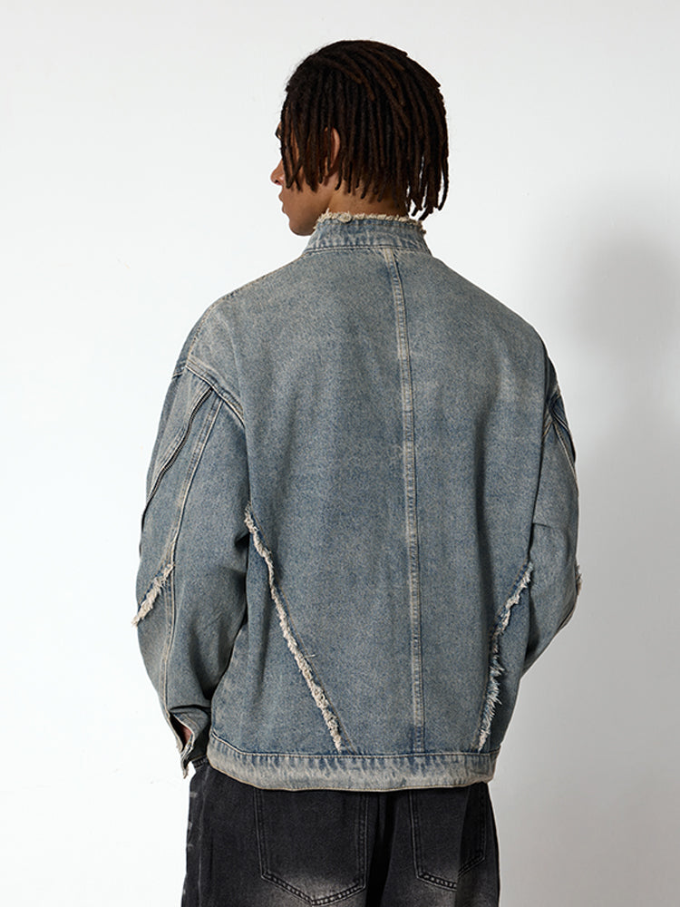 Washed Fringe Denim Jacket