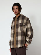 Brown Check Oversized Shirt Jacket