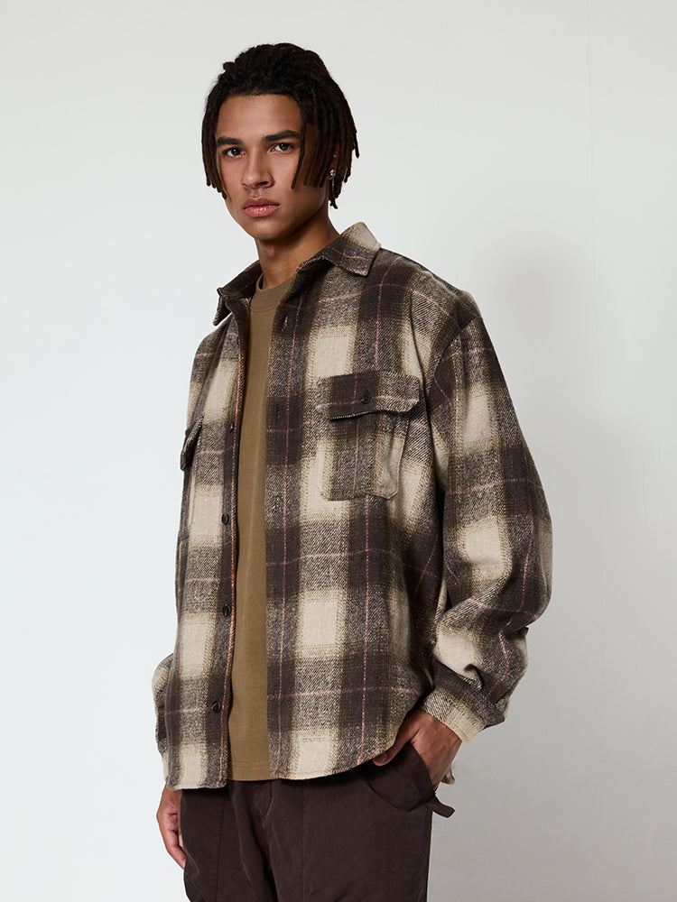 Brown Check Oversized Shirt Jacket