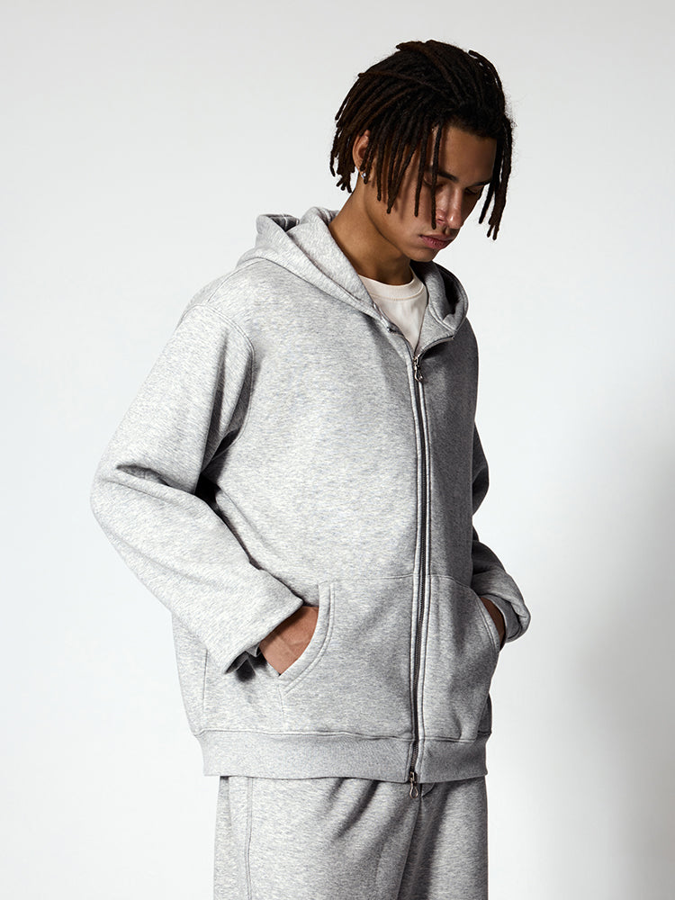 Grey Zip Up Fleece Hoodies