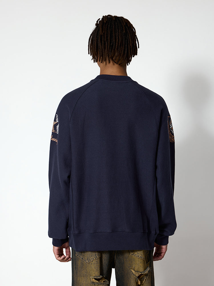 Reverse Weave Embroidered Sweatshirt