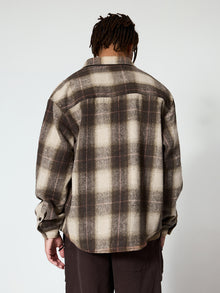 Brown Check Oversized Shirt Jacket