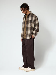 Brown Check Oversized Shirt Jacket