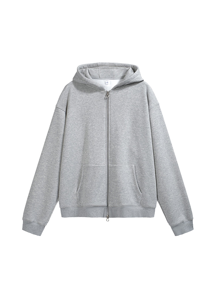 Grey Zip Up Fleece Hoodies